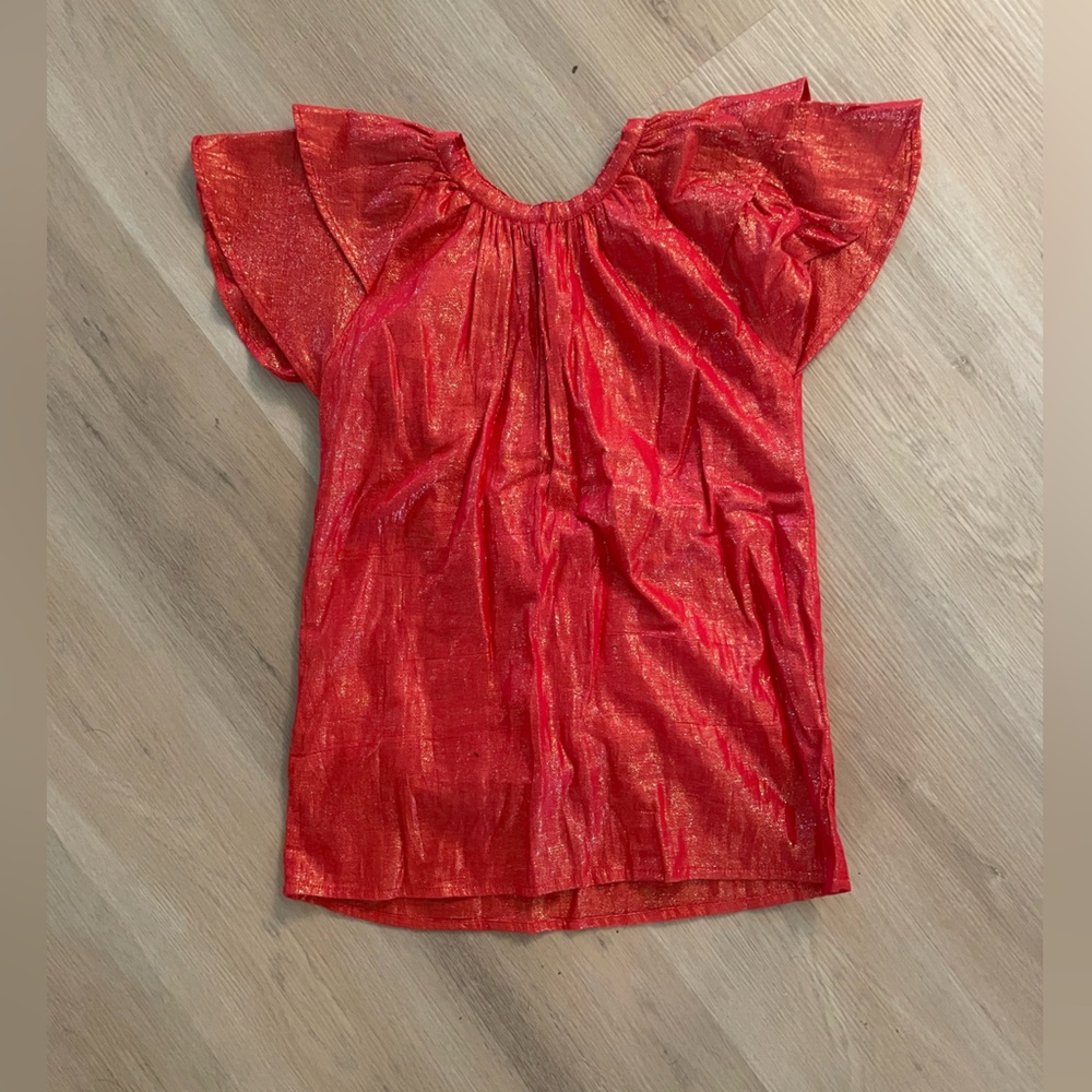 Victoria Dunn Red Sparkly Blouse | Size S